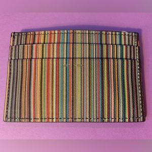 Signature stripe panelled card holder